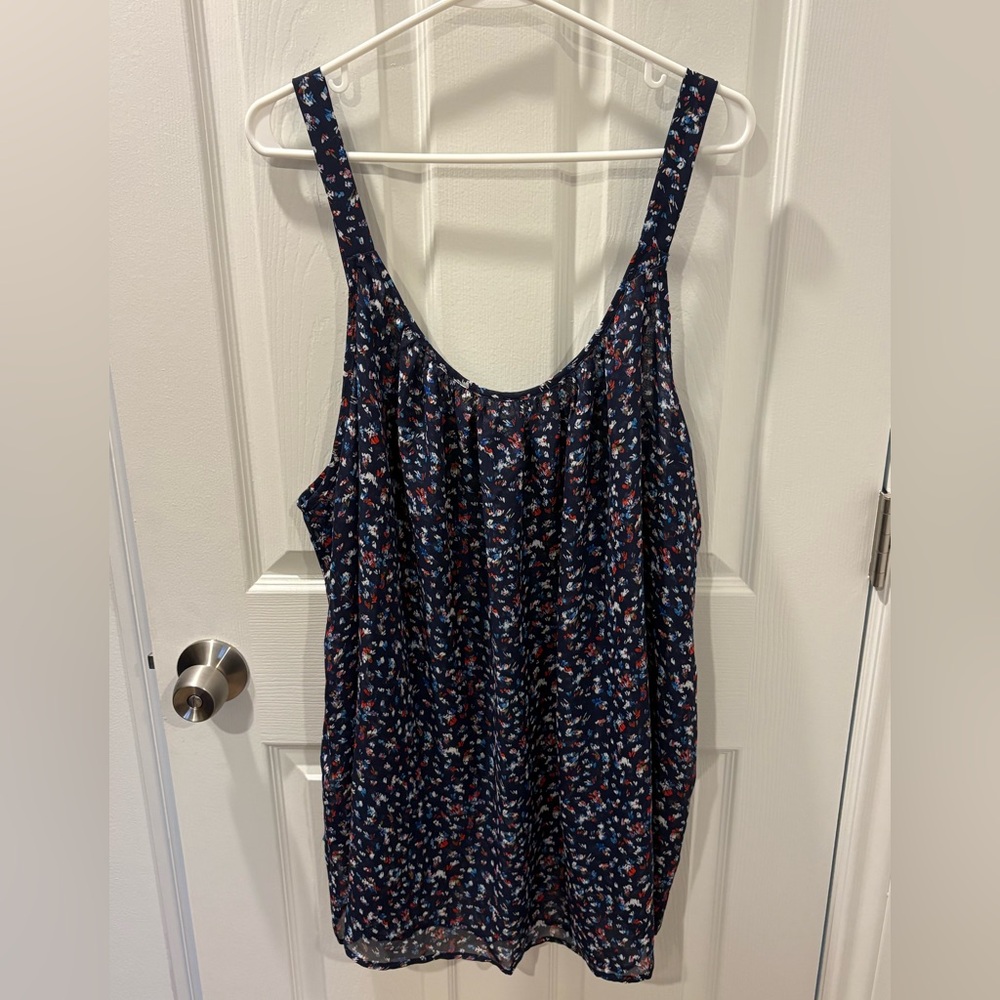 NWT Lane Bryant Size 24Long Floral Camisole Tank Top, Blue, Red & White